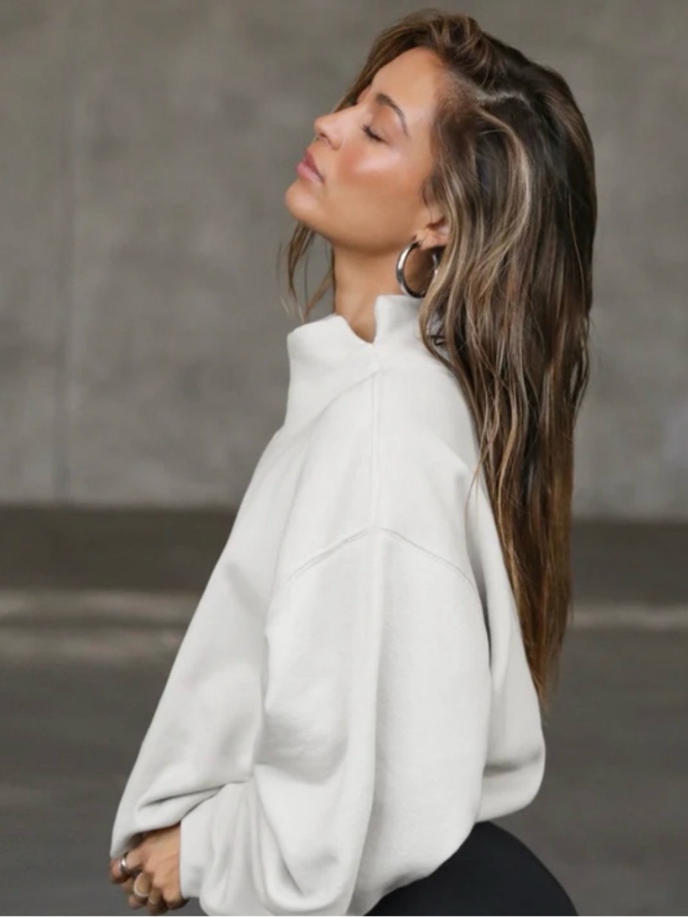 Joah Brown Oversized Turtleneck Sweatshirt Sahara French Terry Small Medium - Picture 3 of 9